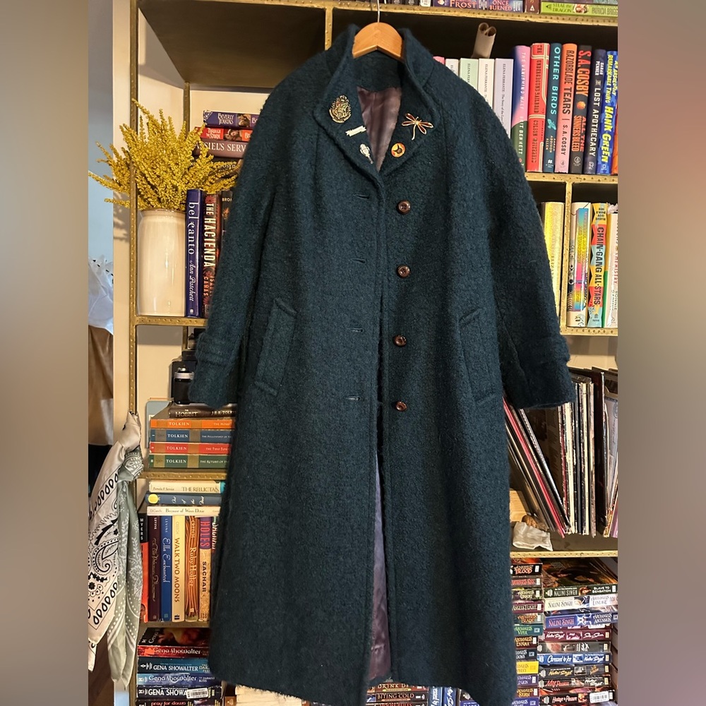 Vintage teal Wool Overcoat M-L